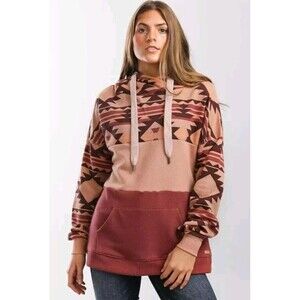 BKE Southwestern Lightweight Multi Colored Hooded Sweatshirt Size Medium